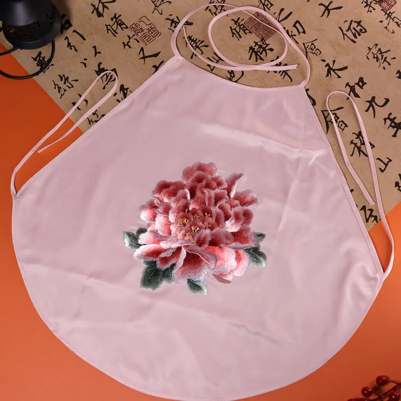 Neo chinesische Art Frauen Stickerei Dudou & Short 2 Stück Set rosa beige Pfingstrose Blume Stichwork Unterwäsche traditionelle Glücks kleidung