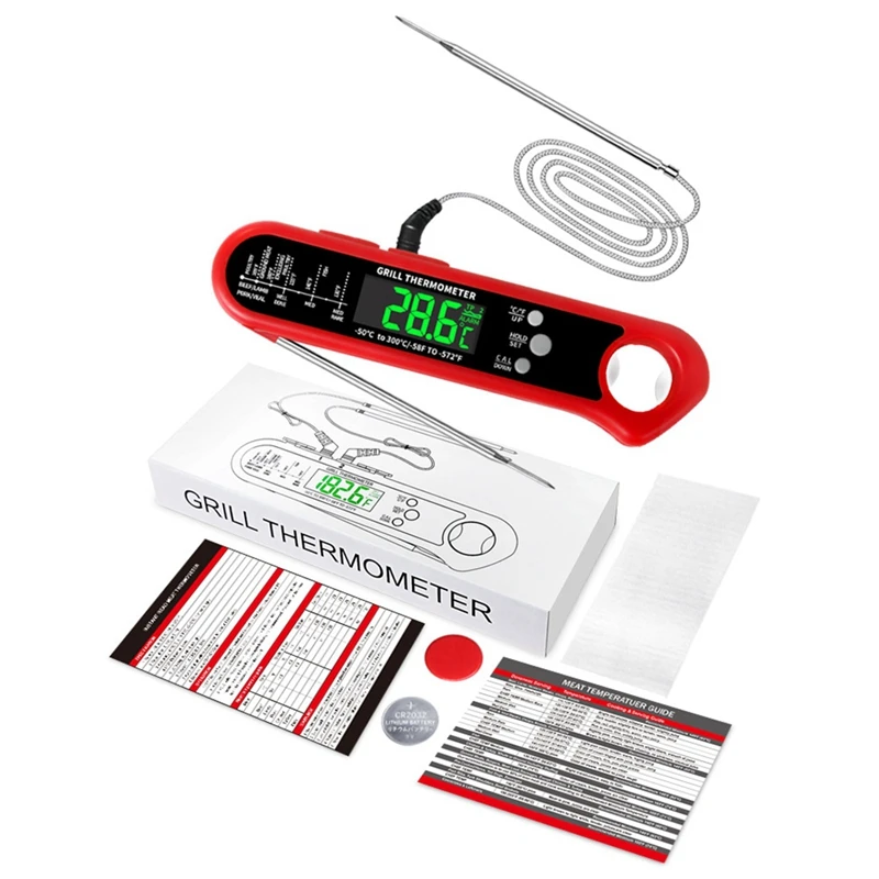 Digital Instant Read Meat Thermometer Folding Probe Backlight & Calibration Function For Cooking Candy,BBQ Grill, Beef