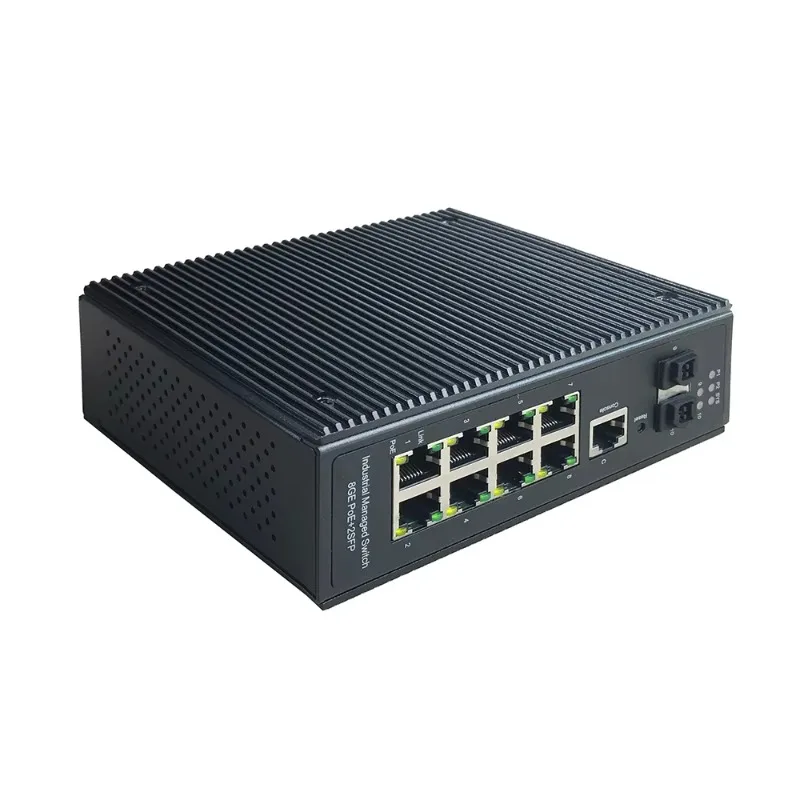 Managed Full Gigabit Industrial Ethernet POE Switch 8 Port +2*1000M SFP Openwrt Security Monitoring