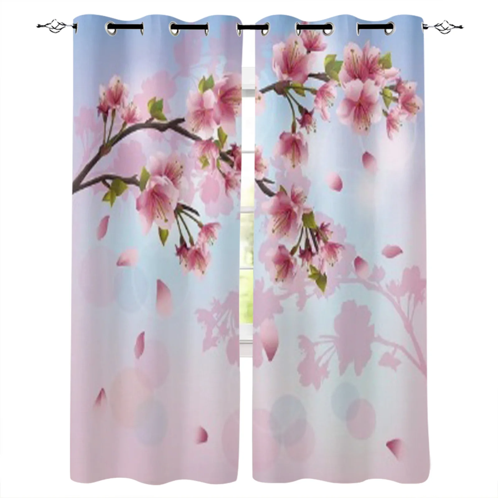 Sakura Blossom Japanese Cherry Tree  Curtains For Living Room Decoration Window Blind Cloth Bedroom Kitchen Curtain For Home