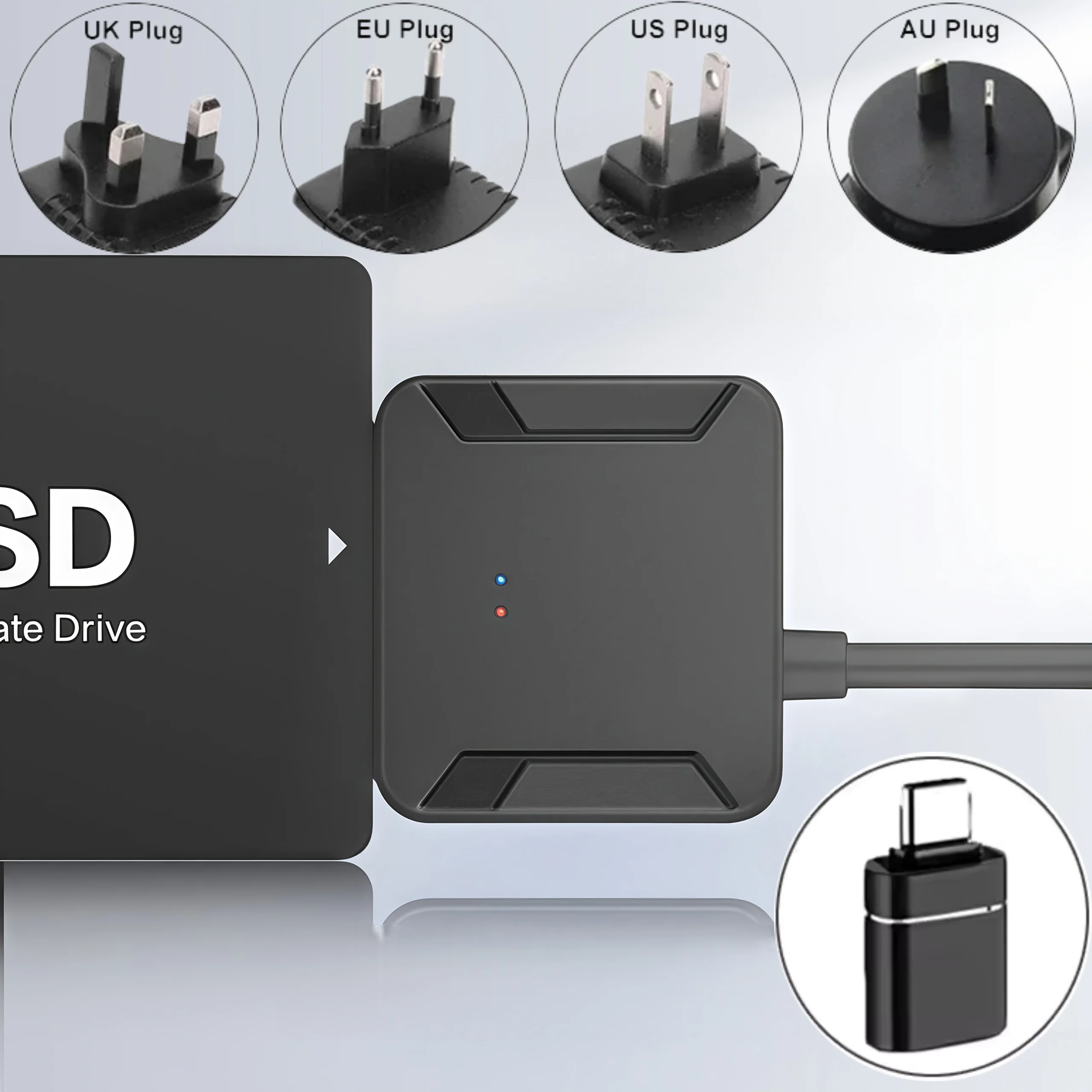 Cable adaptador de disco duro externo USB 3.0 a SATA, adecuado para SSD/HDD de 2,5 "/3,5", Plug & Play, transferencia rápida de datos, Cable de alimentación USB