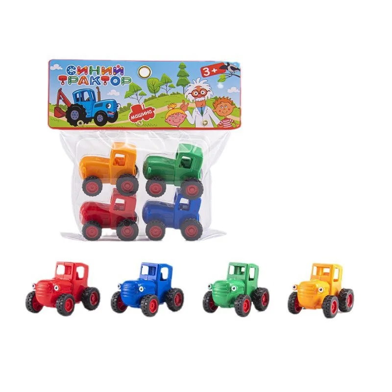 Russian Farmer Car PG1800 PG1900 with 8/15 Songs Cartoon Inertia Blue Tractor Pulling Car Model Sliding Toy for Kids Gifts