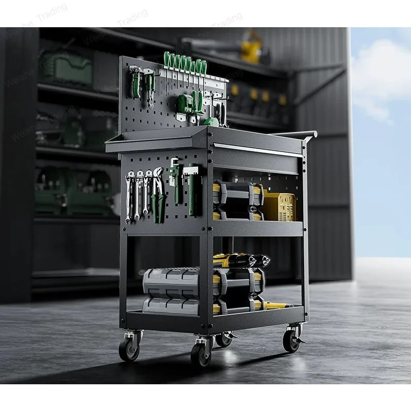 Workshop maintenance tool cart Auto repair drawer type movable multi-functional tool cart Three-layer thickened trolley