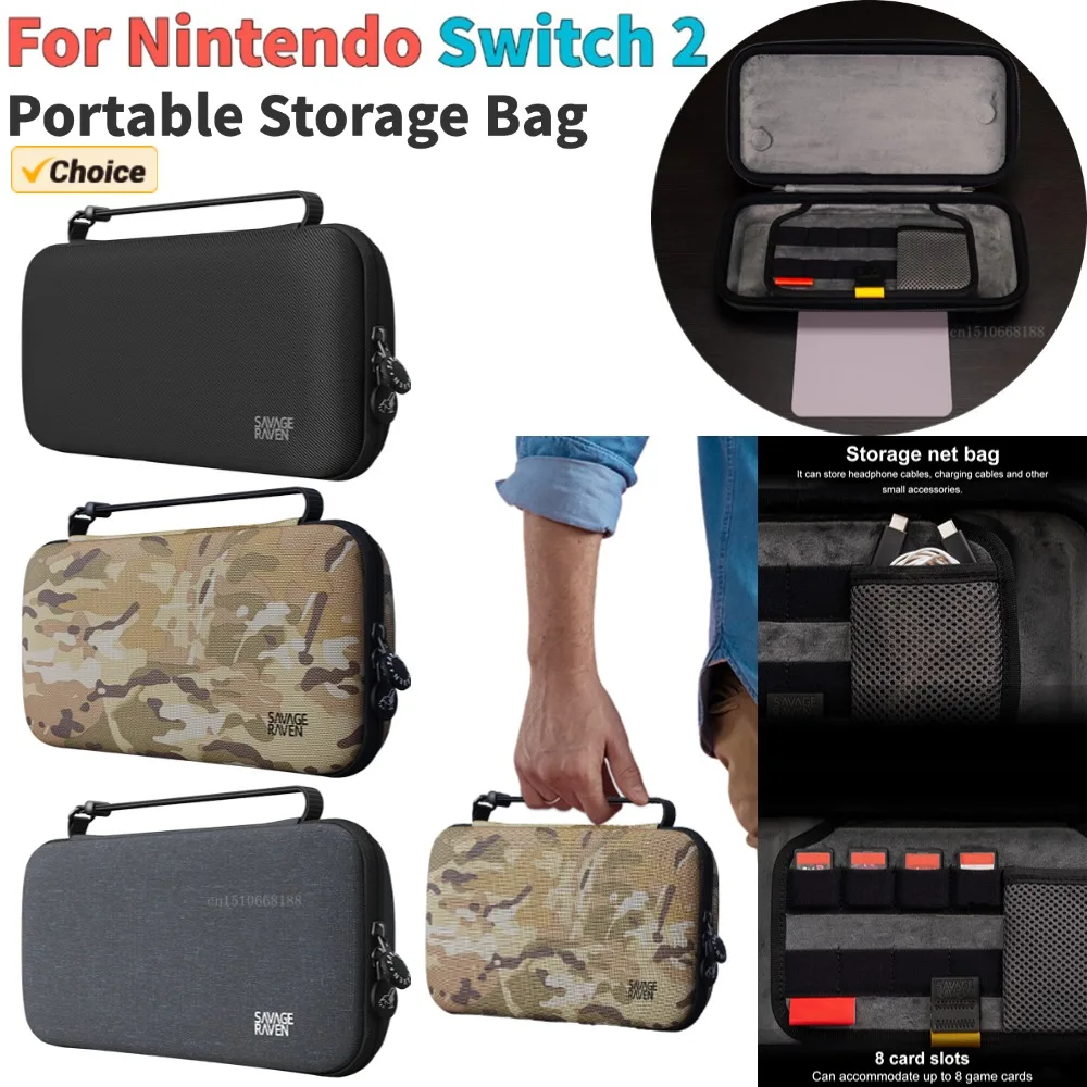 

EVA Travel Carrying Bag Shockproof Handheld Game Console Case with 8 Card Slots Hard Shell Storage Bag for Switch 2 Game Console