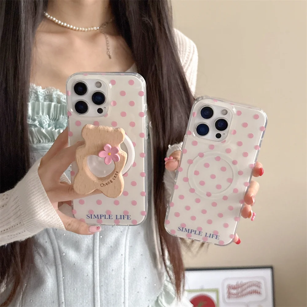 

Ins Wave Point Fashion Cute Protective Cover, for Magsafe， Suitable for iPhone 16 Pro Max 15 14 Pro 13