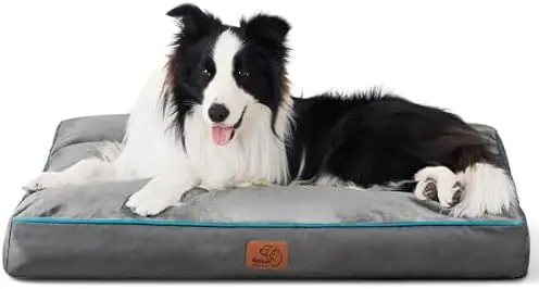 

Bedsure Large Washable Dog Bed - 3" Thick, Up to 80lbs, Removable Cover, Grey