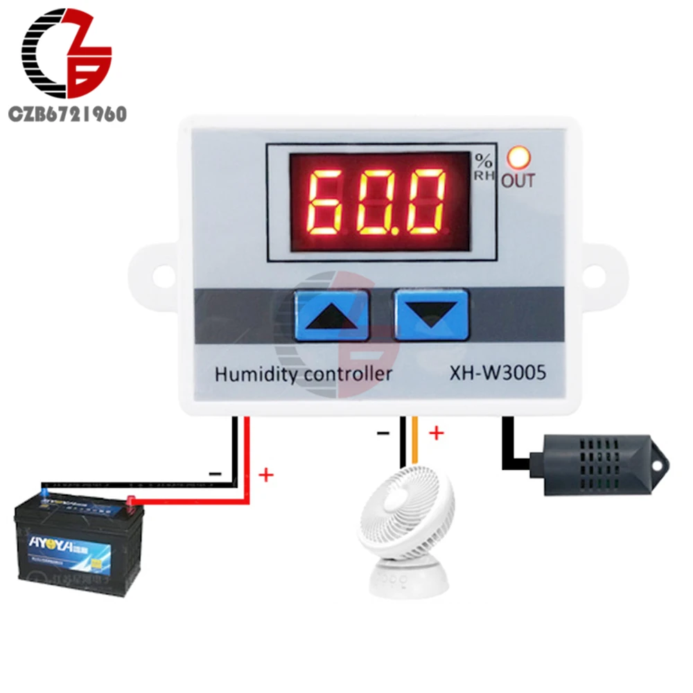 220V 110V 12V 24V W3005 Digital Humidity Controller Dehumidifier Indoor Outdoor Hygrometer Mositure Regulator Humidistat Sensor