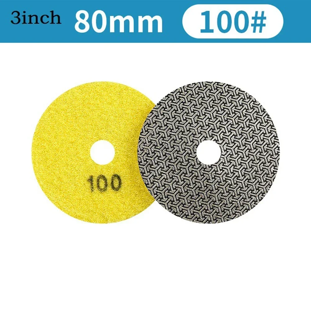 3Inch Electroplated Diamond Dry Polishing Pad Electroplated Sanding Pads Grinding Disc For Glass Granite Marble Concrete