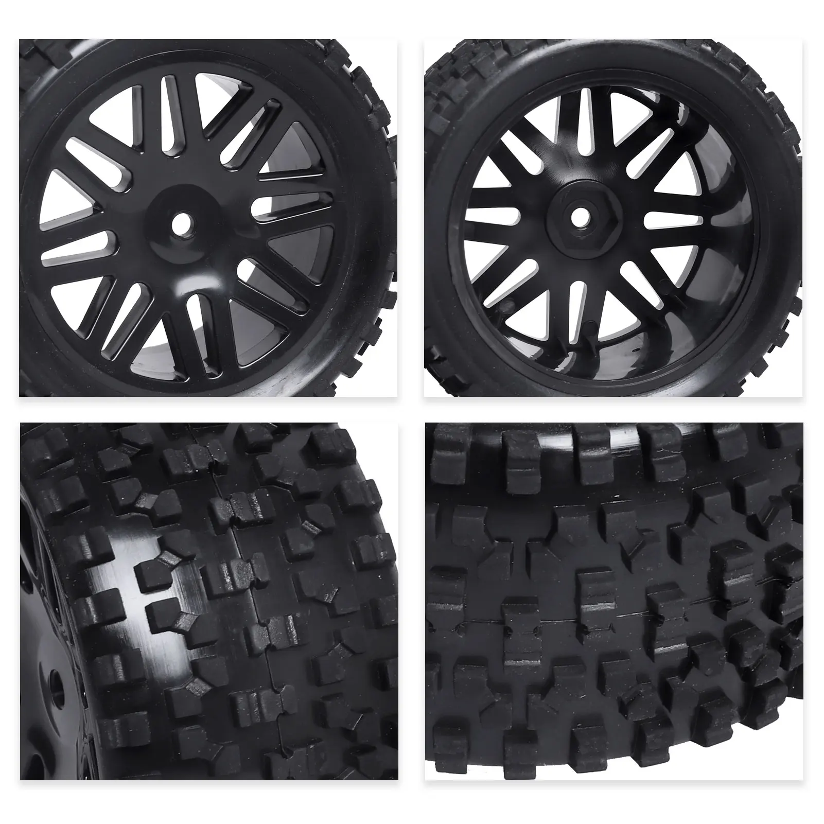 HobbyPark Front & Rear Wheels and Tires Off Road Buggy Tyres For 1/10 Redcat Shockwave, Tornado Epx,S30 12mm Hex Hub with Foam