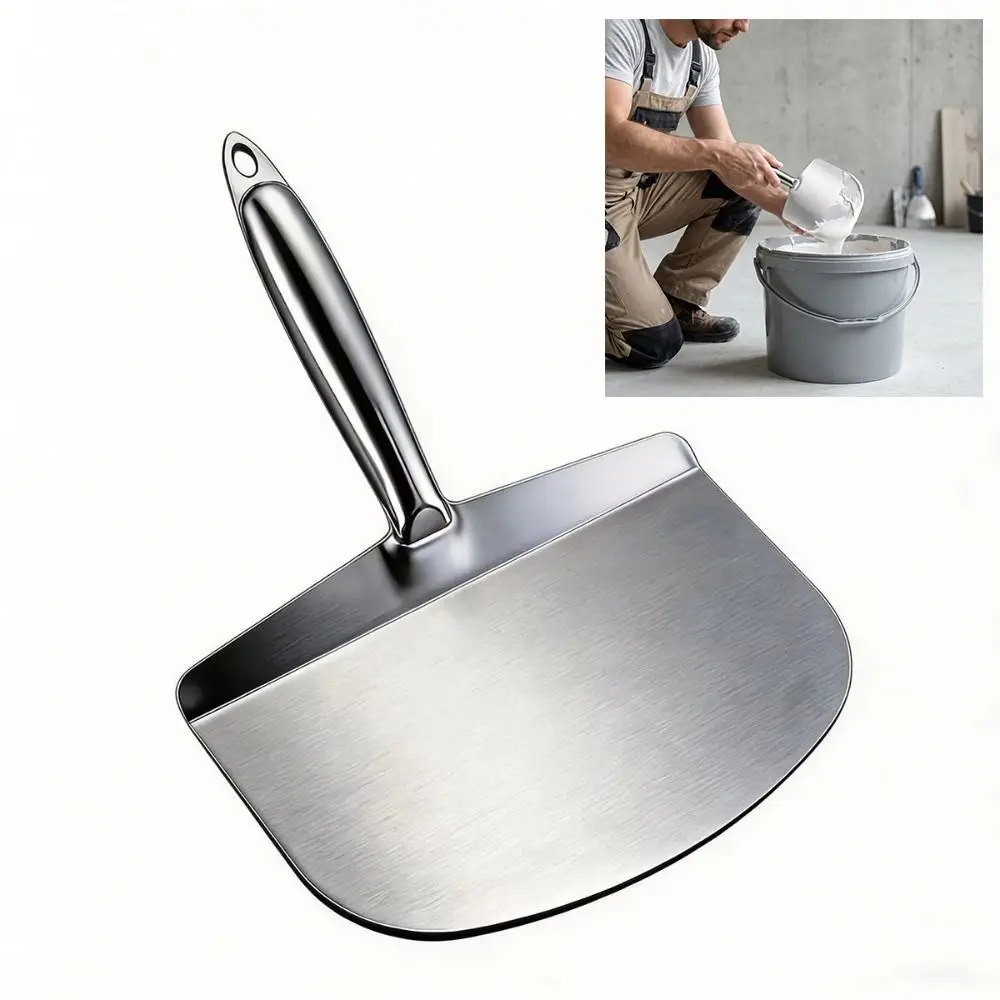 Tool Stainless Steel Curved Trowel Heavy Duty Curved Ash Scraper Thickened Fan Shaped Putty Trowel Wall Finishing