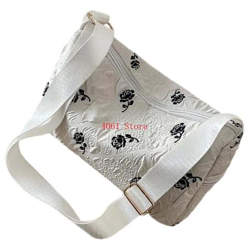 

Modern Floral Pattern Shoulder Bag Large Capacity Cotton Handbag Crossbody Purse For Office Activities