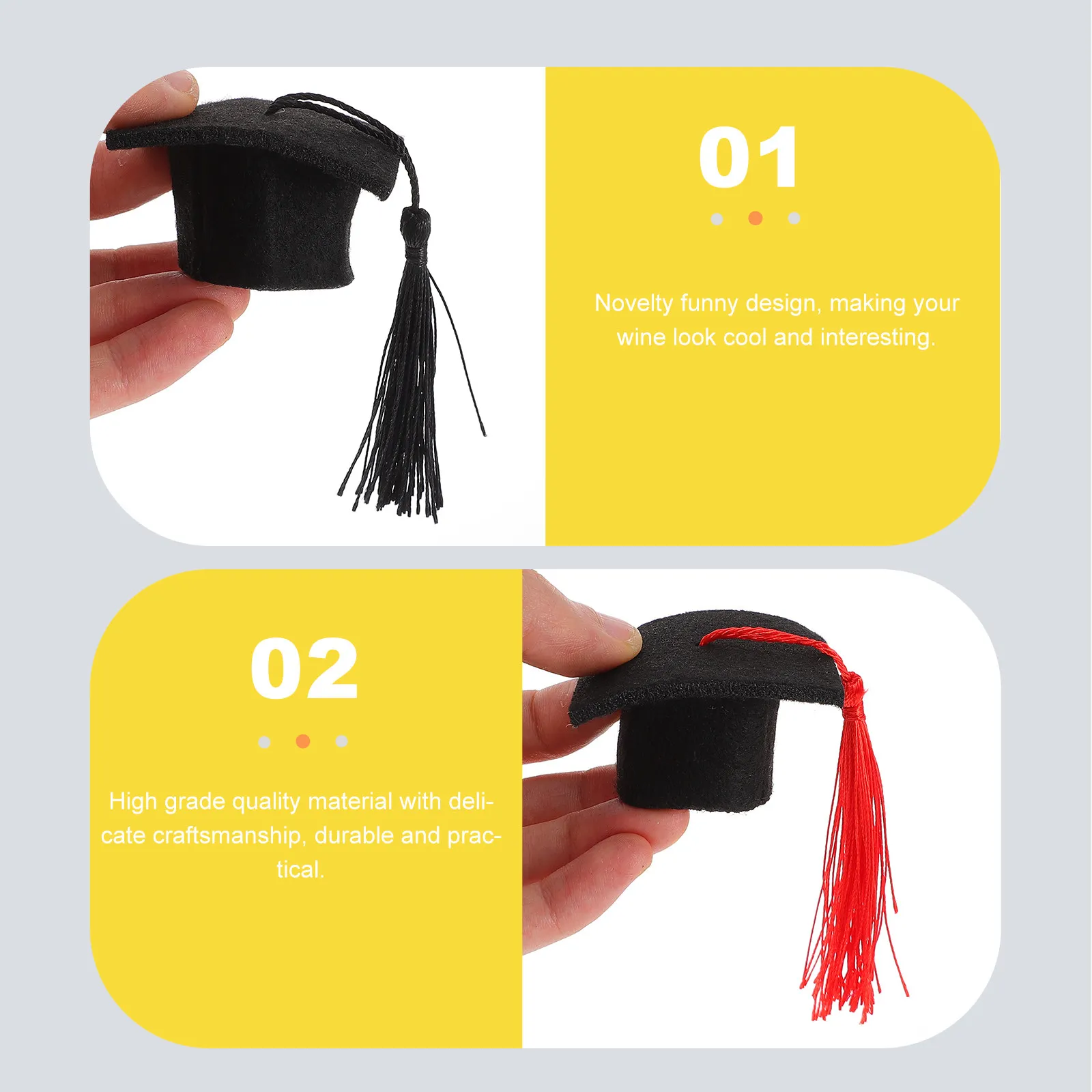 

1Set Mini Doctoral Cap Wine Bottle Tops Graduation Season Decoration Tassel Bottle Covers Gifts Mini Doctoral Caps