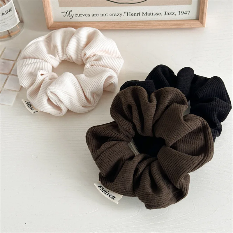 Autumn Winter Corduroy Large Scrunchies Elastic Hair Bands Women Girls Stripe Fabric Ponytail Holder Hair Ties Ropes Accessories