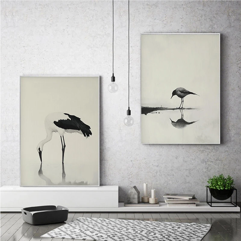 الحد الأدنى مجردة الطيور الحيوان نهر الغراب الملصقات والمطبوعات حائط لوح رسم الفن صور غرفة المنزل الحديثة السفر ديكور #3