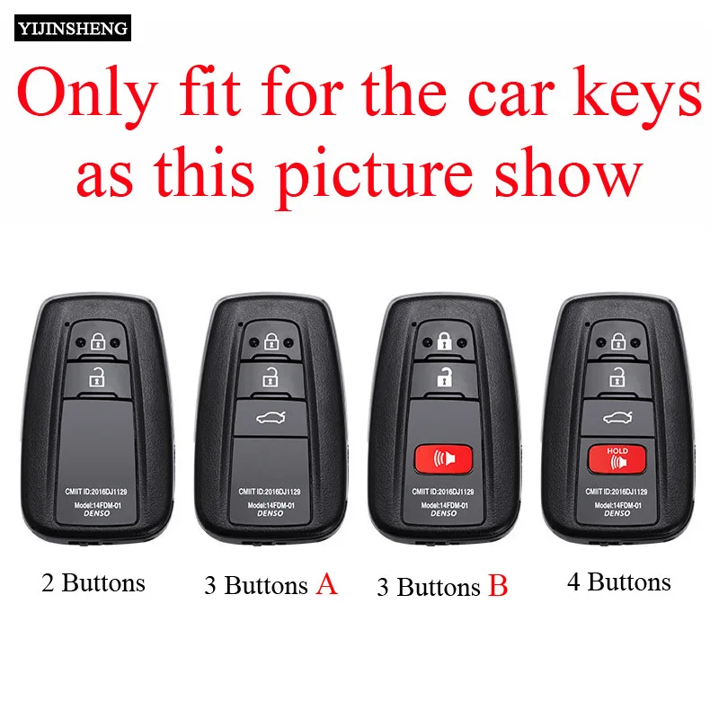 2 3 4 Buttons Zinc Alloy Leather Car Key Case Cover for Toyota RAV4 Crown Hilux Fortuner Camry Land Cruiser Prado Remote Protect