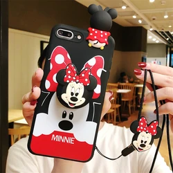 Minne Mickey Phone Case For Motorola MOTO G60 G62 G71 G72 G73 G84 G40 G100 Cartoon Toy Strap Rope With Holder Cover Fundas