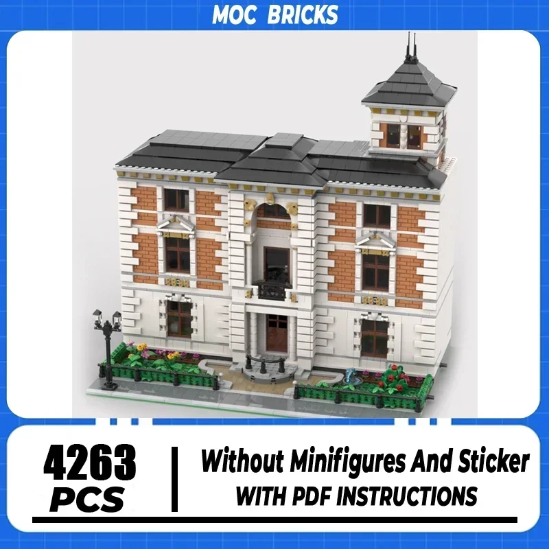 Moc Building Block Urban Mansion Model Technology Brick DIY Assembly Modular City Street View Toy For