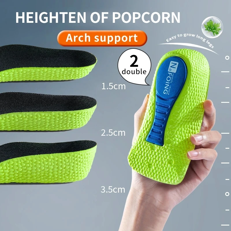 Height Increase Insoles for Shoes Men Women Orthopedic Insoles Sport Arch Support Heel Lift Shoe Pad Taller Memory Foam Template