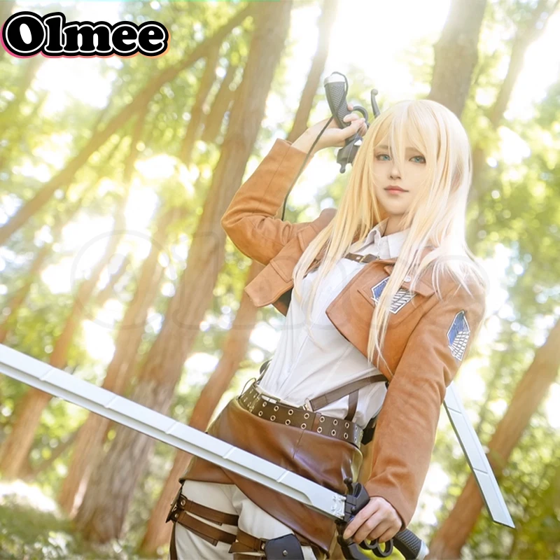 [Olmee] متوفر في المخزون SSR Aot فيلق الاستطلاع بدلة قتالية إرين ميكاسا أرمين ليفي تاريخ Hange أزياء تنكرية مجموعة كاملة شعر مستعار للهالوين