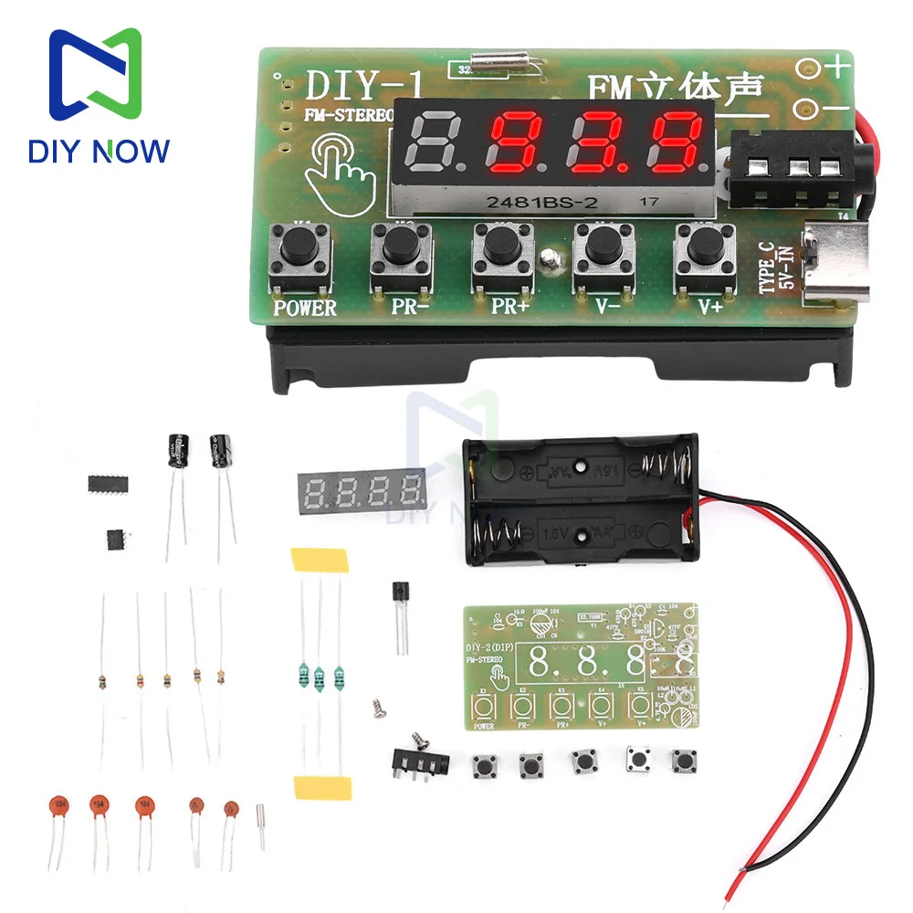 DIY Radio Module Kit 87-108MHz AM/FM Medium Wave FM Dual-Band Stereo Digital Tuner DC 5V Headphone Radio Module TYPE-C