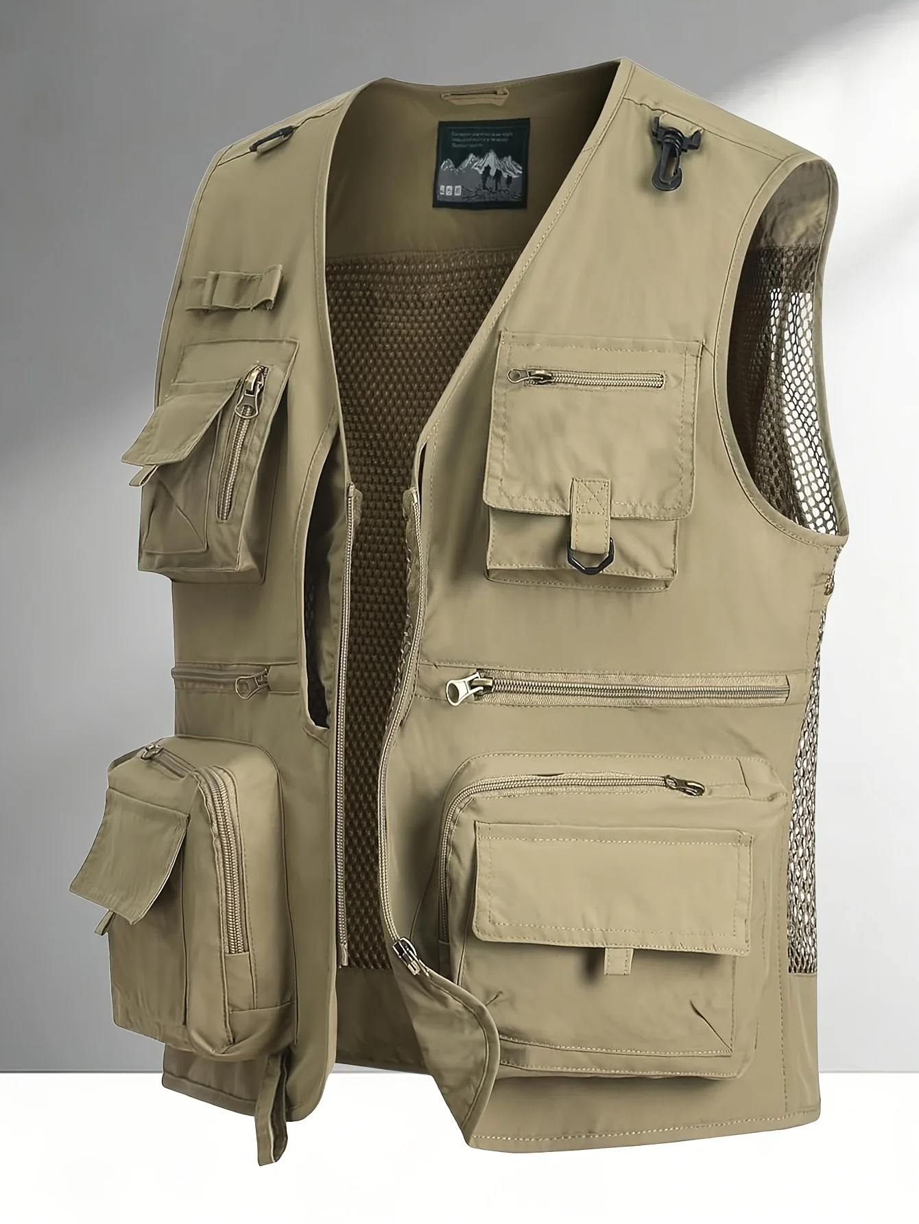 Neue Herren-Sommerweste in Übergröße, ärmellos, mit mehreren Taschen, Herrenweste für Fotografie, Freizeit, Angeln, Herrenbekleidung – Detail 16