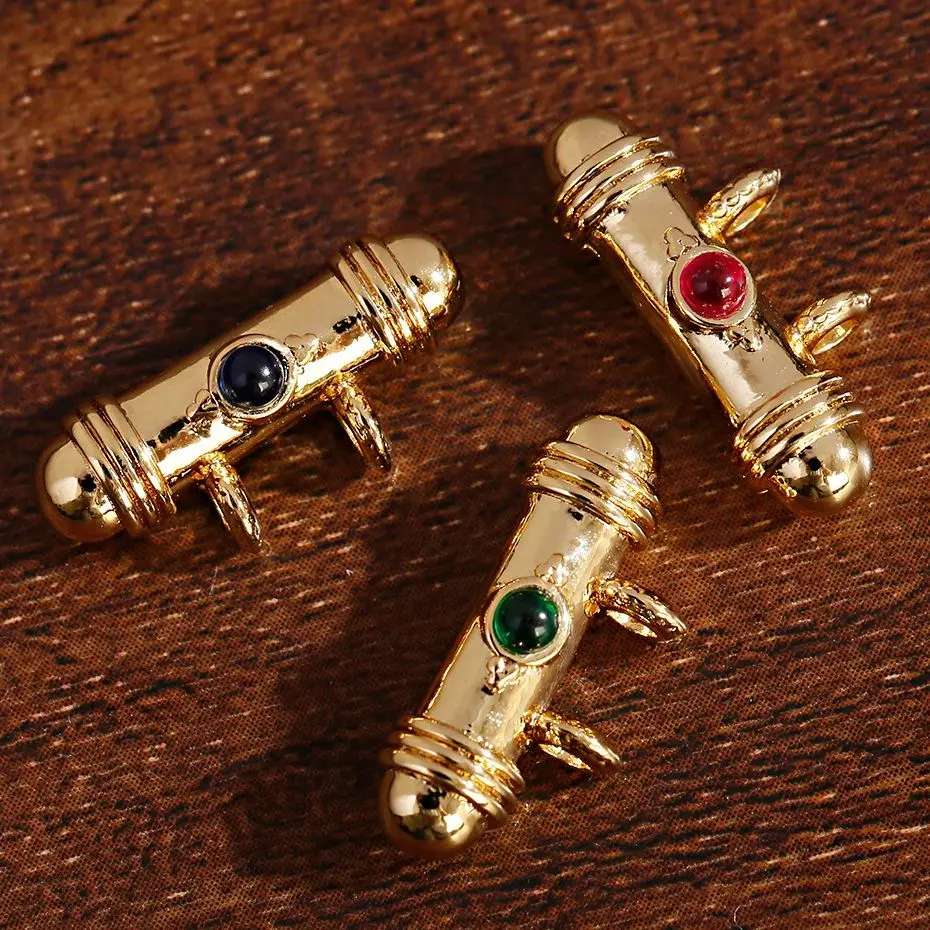 

Twin Two Hole Charm Green Red Black Color Pendant 2022 New Real Gold Plated Jewelry Accessories for DIY Necklaces Making