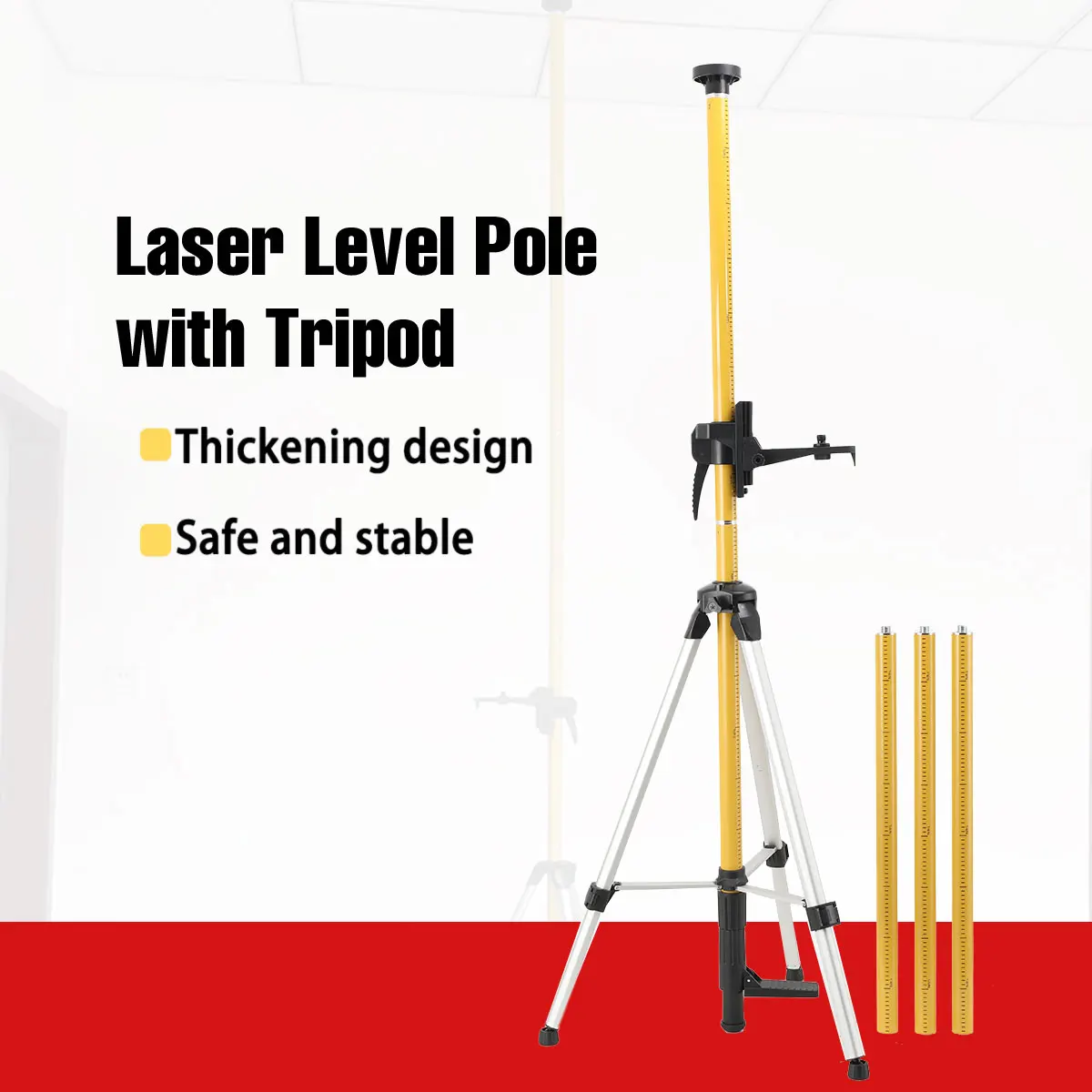 3m/3,6m Laser-verstellbare Teleskopstange, multifunktional für Rotations- und Linienlaser, mit Basis-Nivellierwerkzeug