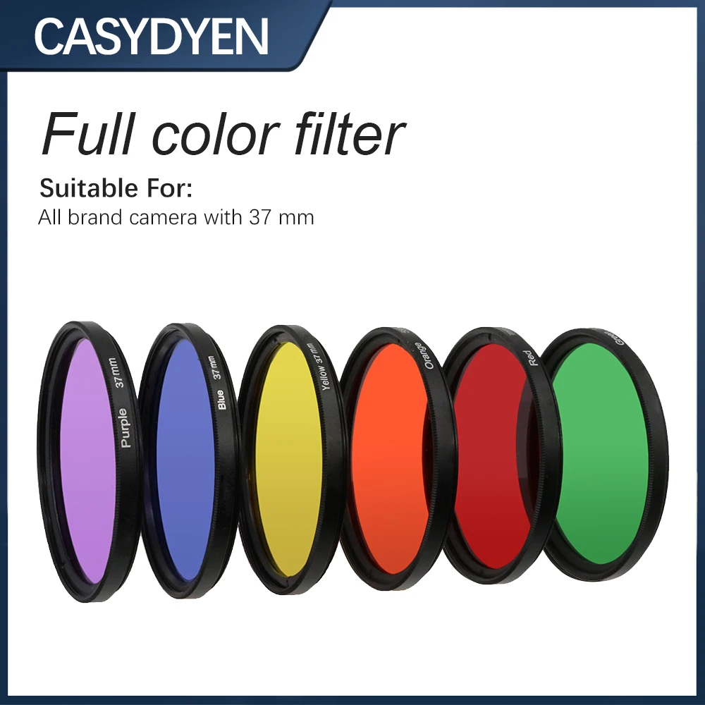 Colorful Filter Color Filtors Full Red Yellow Green Blue Purple Orange 37MM For Canon Nikon Sony DSLR Camera