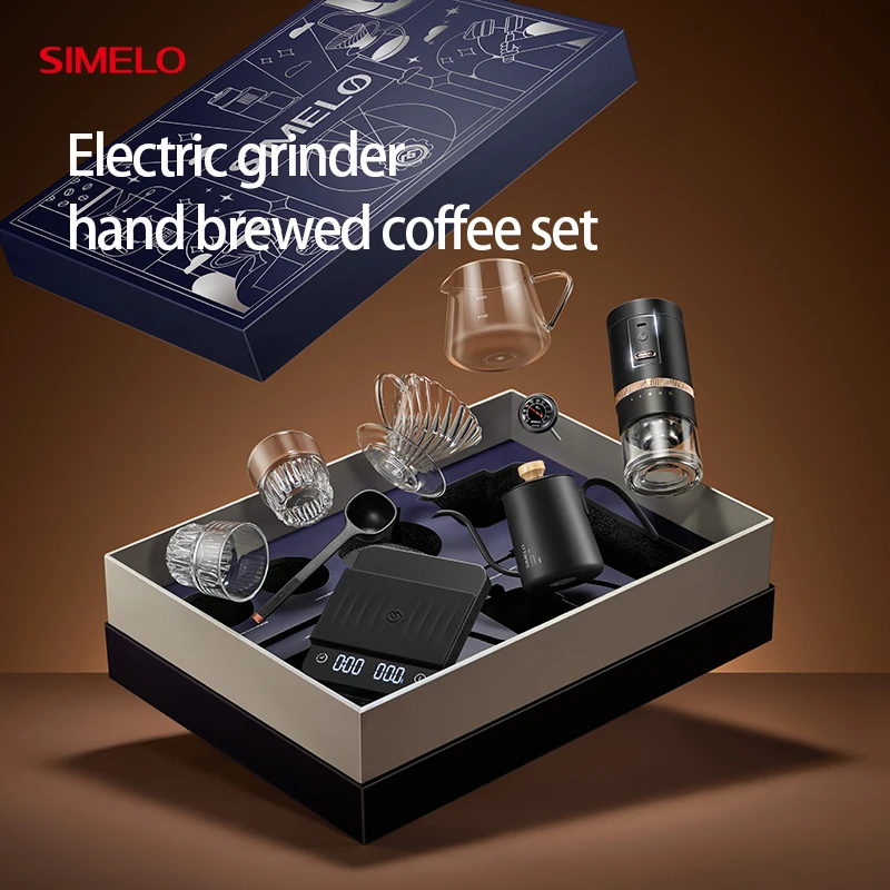 

SIMELO 9/10 шт. Кофейный набор ручной работы с кофемолкой, фильтрующей шкалой, чайник, инструменты для ручного приготовления кофе, подарочный набор для любителей кофе