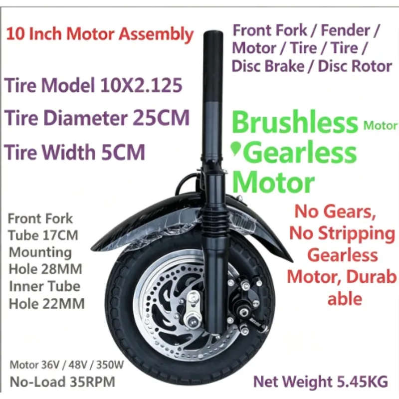 Electric Wheelchair Tractor Attachment, 10 Inch Front Driving Wheel with Disc Brake, Conversion Towing Head for Handicap Vehicle