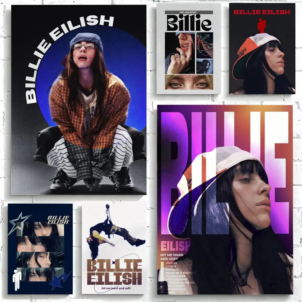 Cool B-Billie Singer E-Eilish-S Poster High Quality Dorm Living Room Aesthetic Wall Decoration Painting Stickers Gift