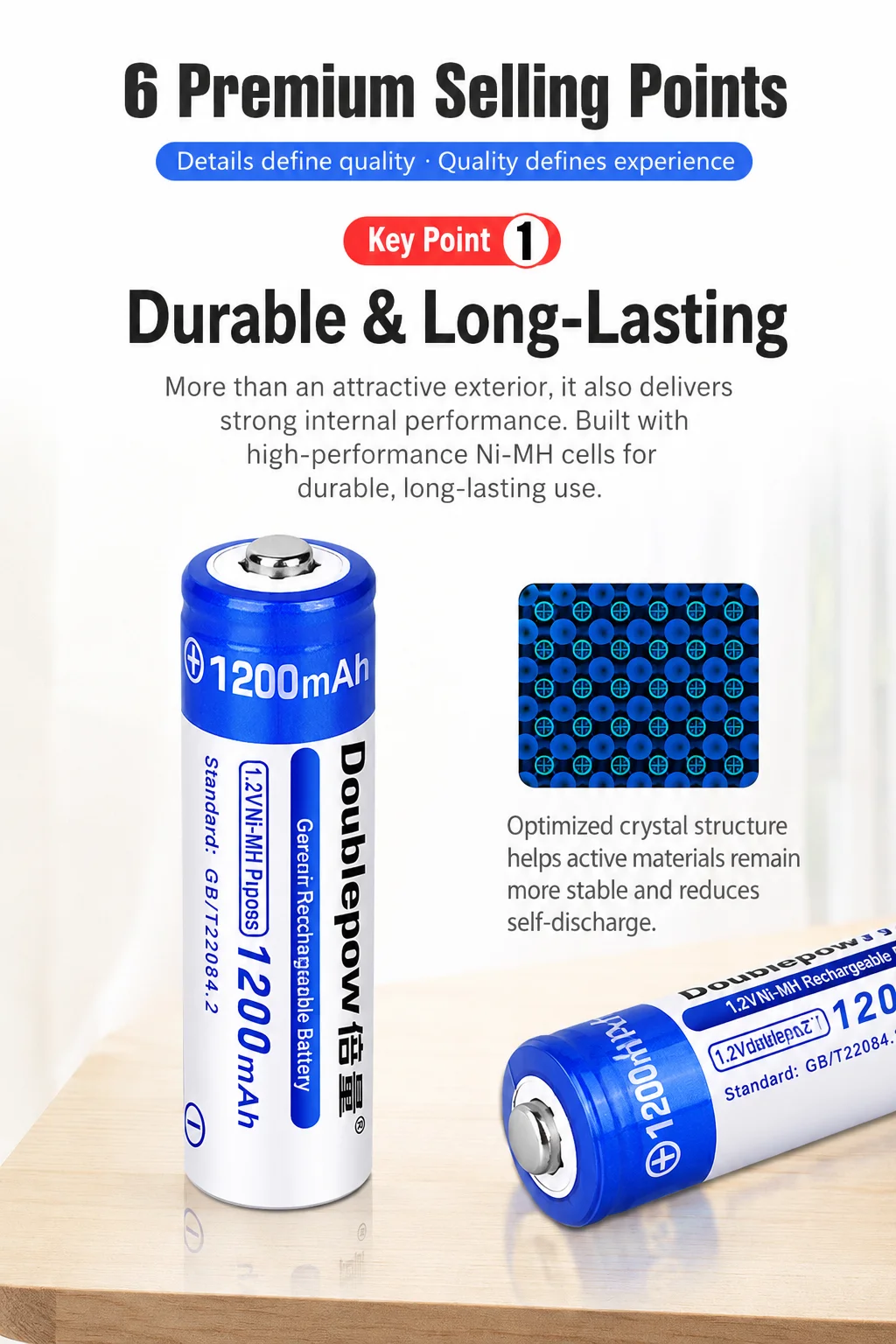 Rechargeable AA Battery 800mAh 1200mAh Low Self Discharge Battery For KTV Toy Microphone Electric Toys
