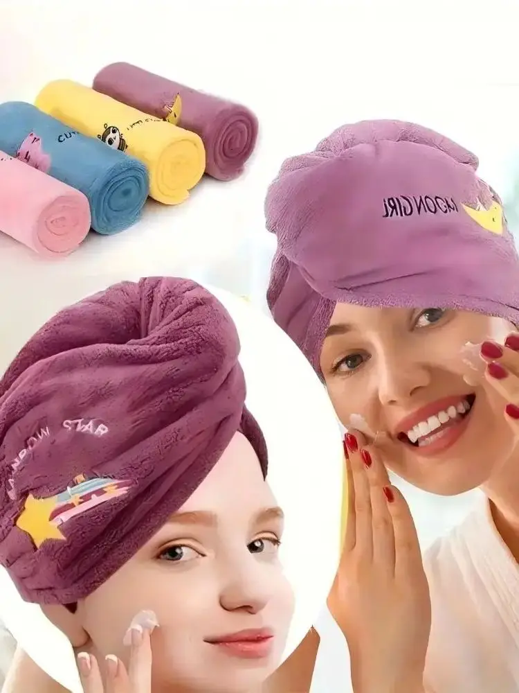 1 szt. Miękki, szybkoschnący ręcznik do włosów - chłonny turban do suszenia włosów dla kobiet i dziewcząt, niezbędny dodatek do łazienki, czapka do włosów — zdjęcie 2