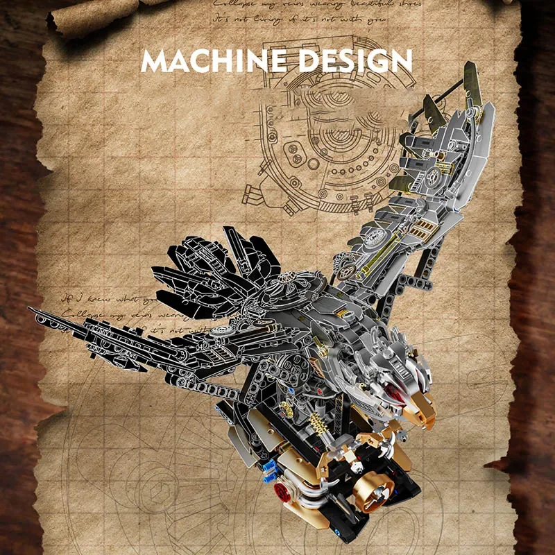 الإبداعية 1168 قطعة الصقور الميكانيكية الحيوان البرية اللبنات مجموعة مع عرض موقف أضواء LED الطوب اللعب هدية للأطفال البالغين