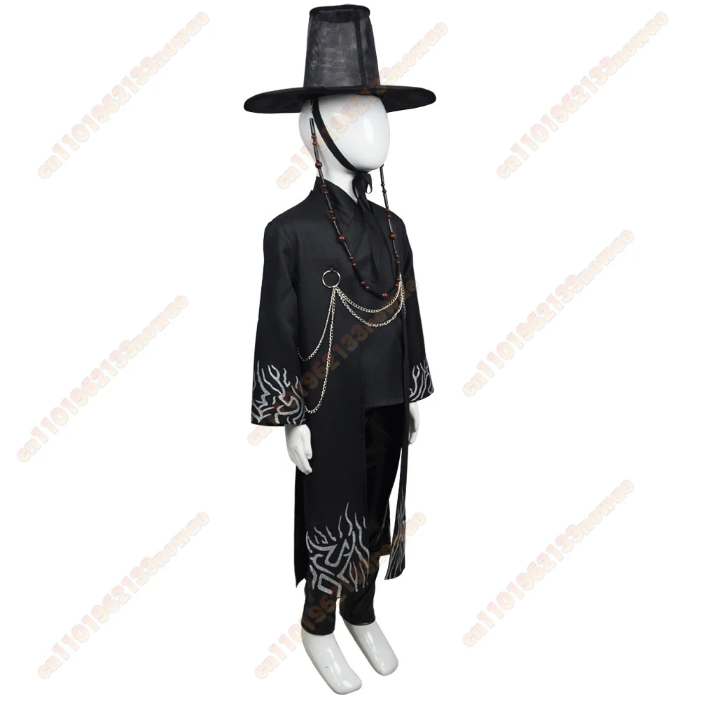 Kostium Cosplay dla Dzieci Jinu Saja Chłopcy KPop Demon Hunters Chłopcy Dziewczęta Dziecięcy Kapelusz Płaszcz Spodnie Garnitur Halloween Impreza Grupowa Ubrania