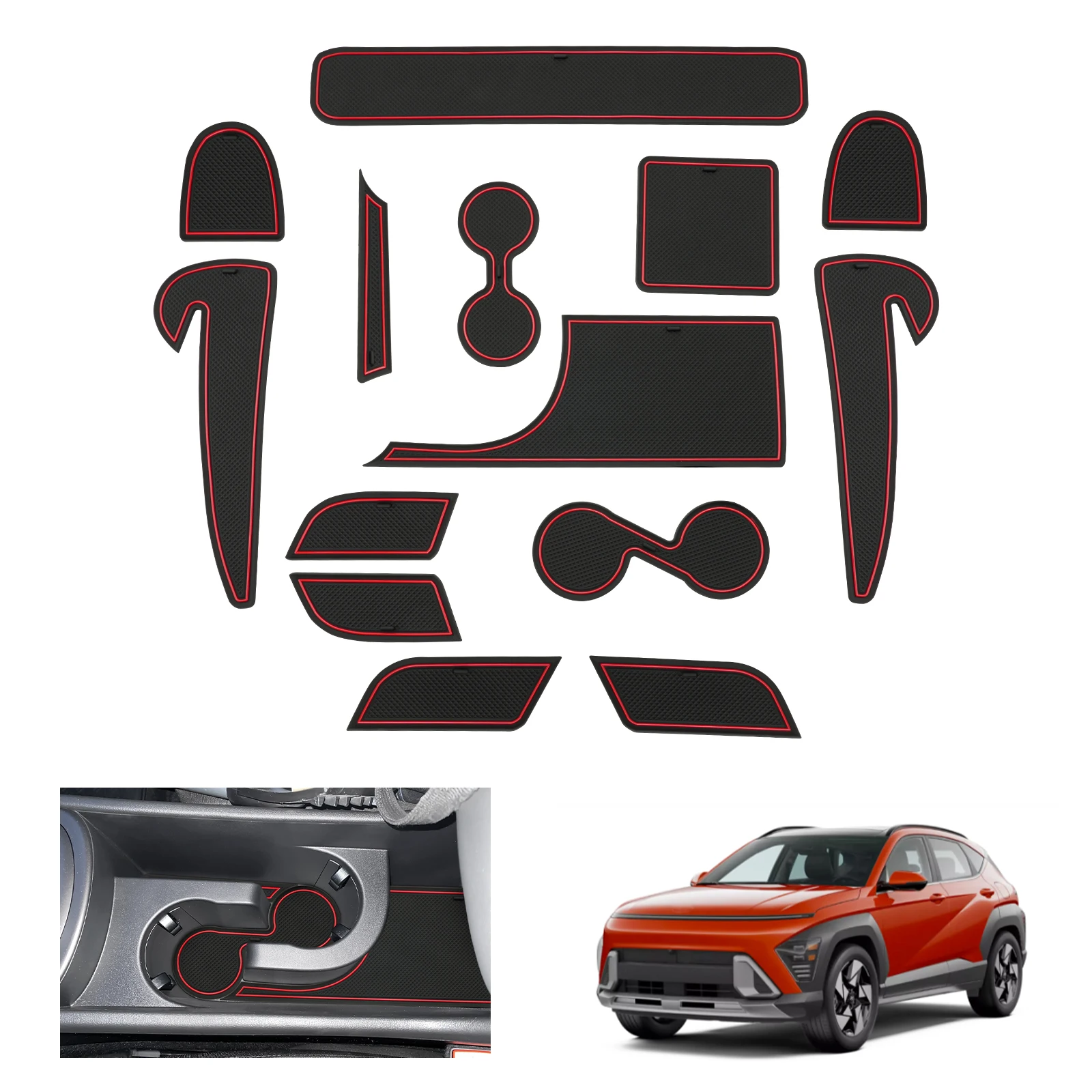 RUIYA for Hyundai Kona SX2 Hybird PHEV 2024 2025 Car Door Groove Mat Anti-slip Slot Pad Auto Interior Kona SX2 Accessories 2024