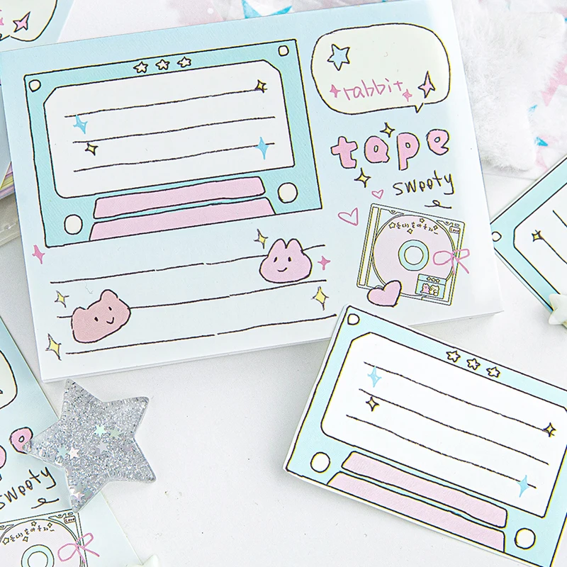 80Sheets Cute Cartoon Notebook DIY Planner Book Decoration Sticky Note Creative Leave Message Post Student Stationery Gifts