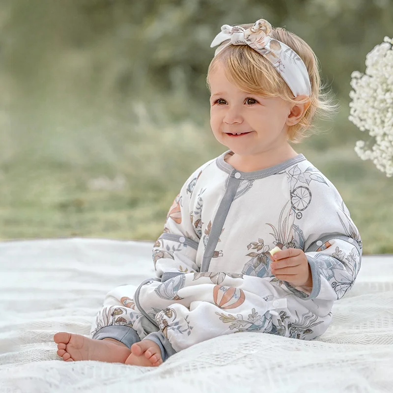 

OUYUN Bamboo Cotton Muslin Baby Sleep Sack with Legs Mid Sleeve 25-30C Breathable Anti-Kick Toddler Sleeping Bag 80-110