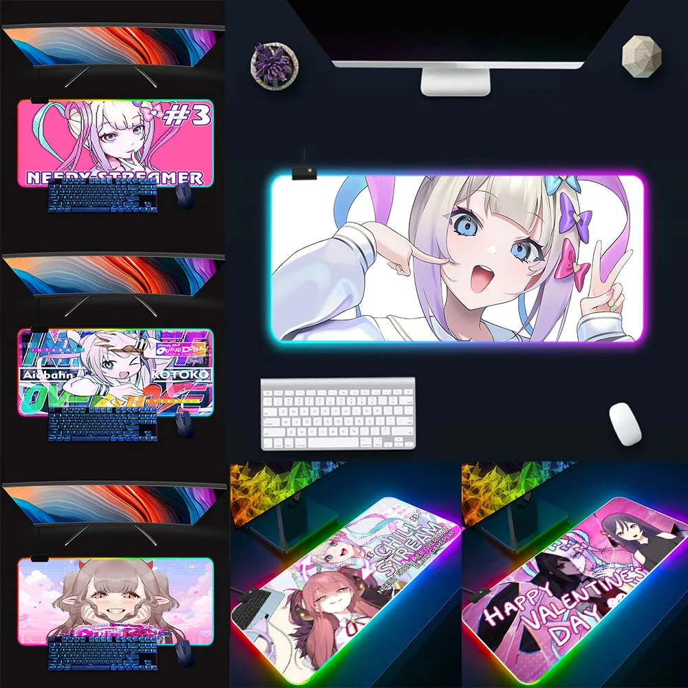 

Needy Girl Overdose Game RGB Pc Gamer Keyboard Mouse Pad Mousepad LED Glowing Mouse Mats Rubber Gaming Computer Mausepad