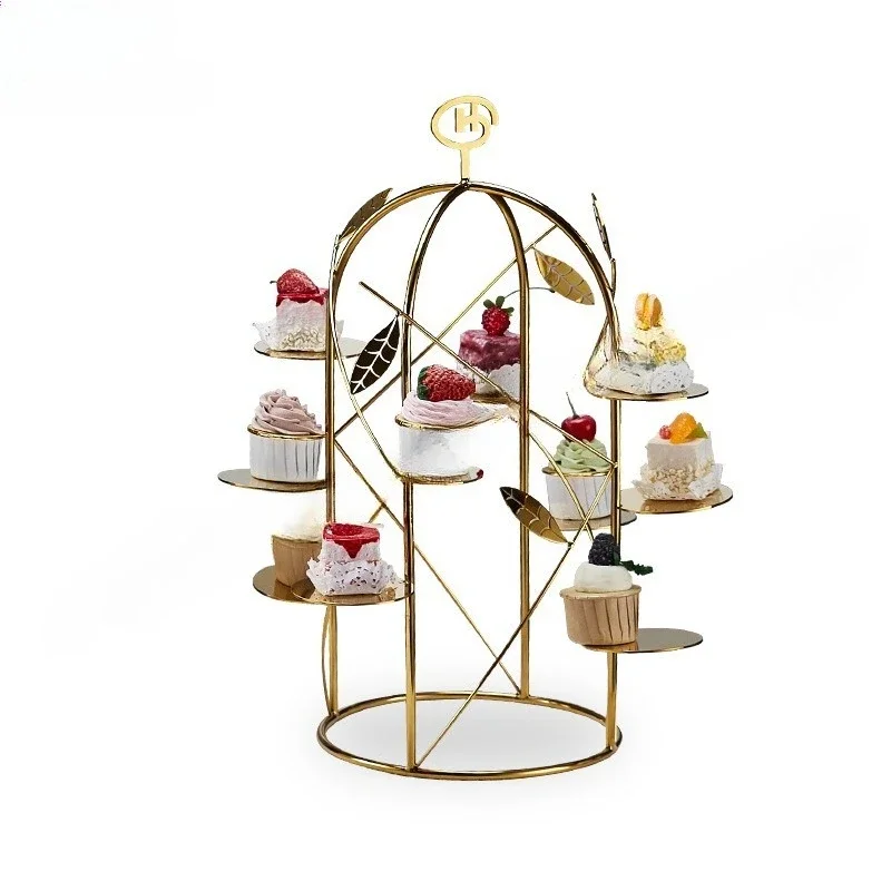 

Hotel afternoon tea snack rack luminous stainless steel buffet dessert table