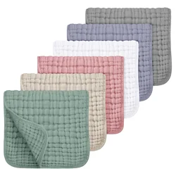 Burp Cloths 6 Pack 100% Cotton Muslin Cloths Large 20x10 Extra Soft Absorbent Burping Cloth for Baby Boys and Girls