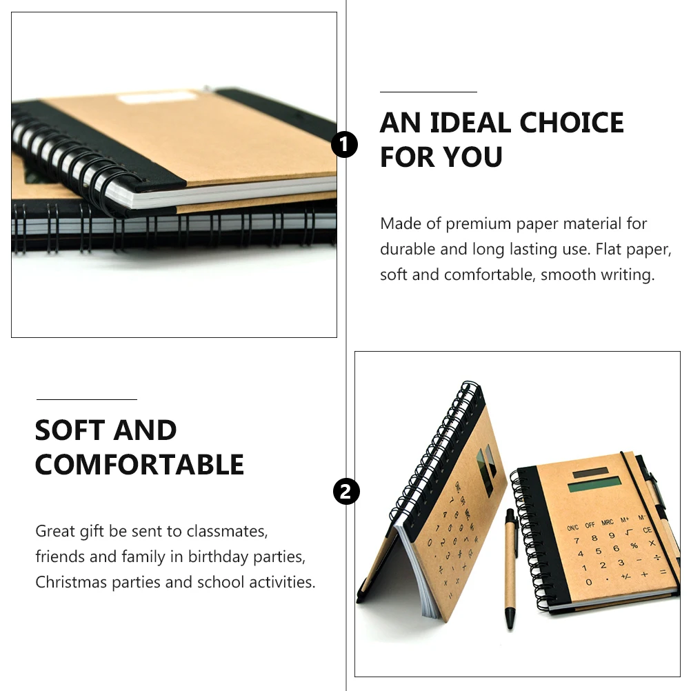 

Solar Calculator Spiral Notepad Hardcover with Stainless Steel Writing Student