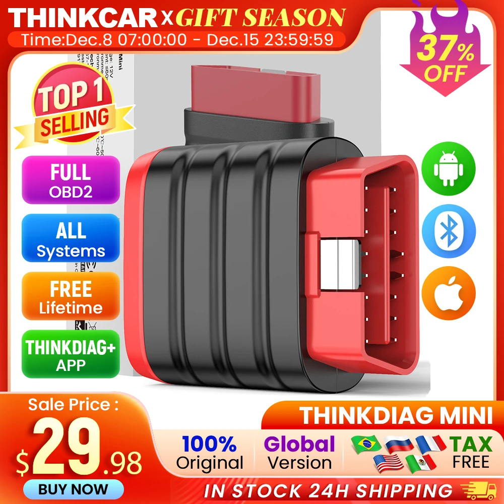 THINKCAR THINKDIAG MINI Auto OBD2 Bluetooth Scanner Full System Diagnostic All Car Lifetime Free Automotive Diagnosis Scan Tool