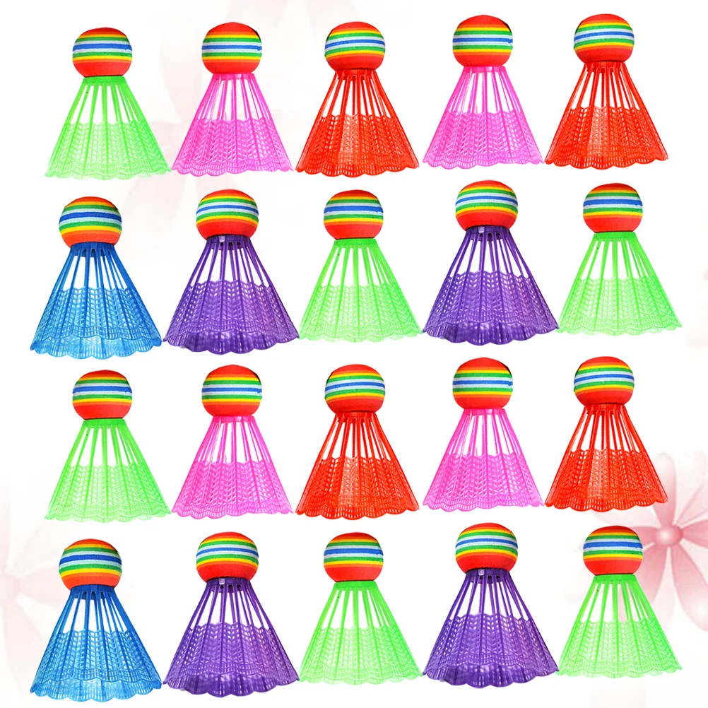 20pcs Advanced Plastic Badminton Colored Shuttlecocks Rainbow Ball Sports Gadget Sports Accessories for Sports Outdoor (Mixed