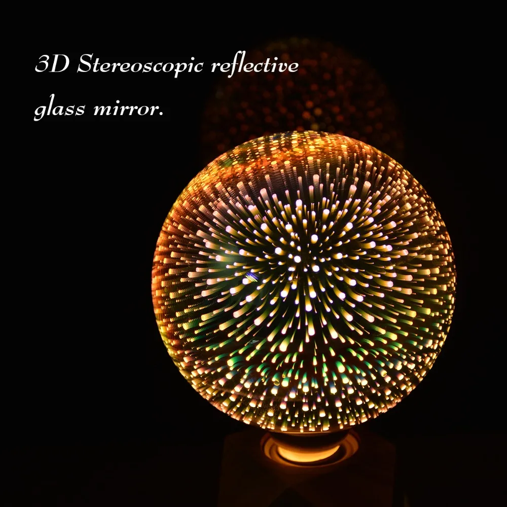 Vintage 3D LED Light Bulb E27 Fireworks Effect Table Lamp AC85V-265V A60 ST64 G80 G95 G125 Birthday Wedding Colorful Decor Lamp