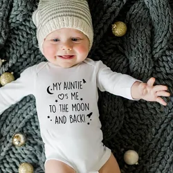 Newborn Baby Winter Rompers My Aunt Loves Me To The Moon and Back Boys Girls Toddler Infant Long Sleeve Bodysuits Clothes Ropa