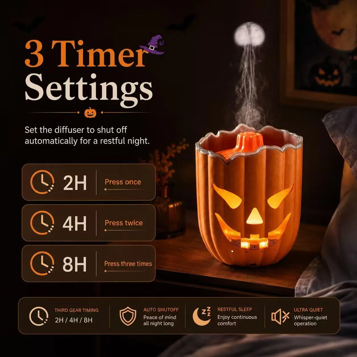 Aroma Diffuser for Halloween Pumpkin Decor, 300ml, Jellyfish Mist