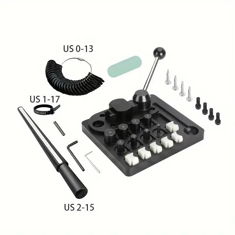 Ring Bender Finger Size Gauge Kit with Black Measuring Sticks Portable DIY Jewelry Tool for Various Handmade Ring Craft Material