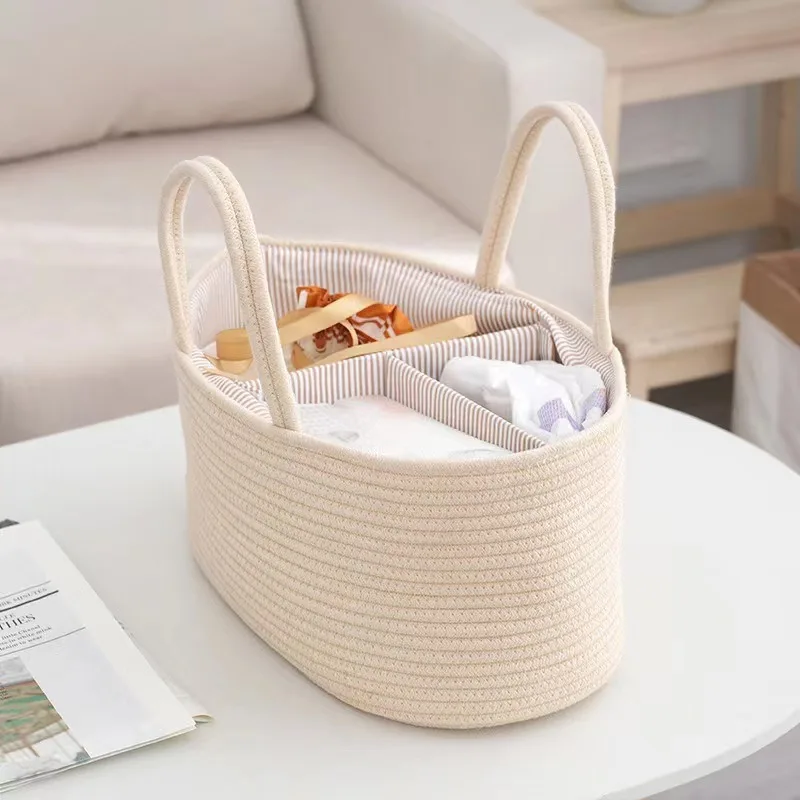 Multi functional travel portable mommy bag, cotton rope, hand-held frame diaper storage bag, baby diaper storage basket