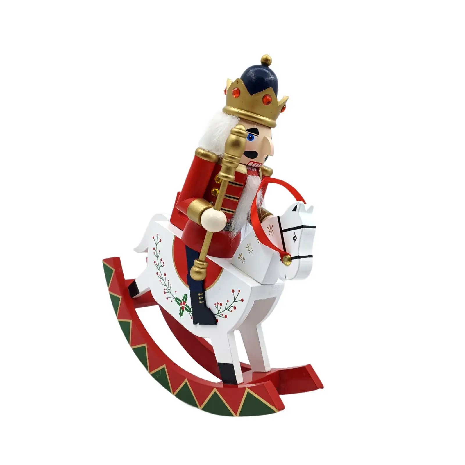 Wooden Nutcracker Ornament Walnut Clip Decoration Wood Crafts Desk Collectible Wooden Rocking Horse Nutcracker Fireplace Party